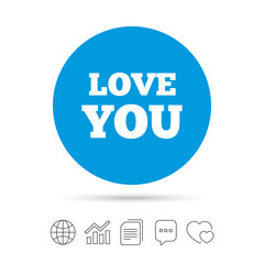Love you sign icon. Valentines day symbol.