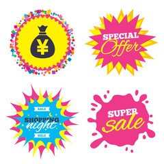 Money bag sign icon. Yen JPY currency.