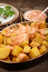 Patatas bravas traditional Spanish potatoes snack tapas