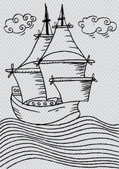 Doodle style sketch of a sailboat