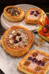 Mazurek traditional polish easter cake on wooden background