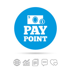 Cash and coin sign icon. Pay point symbol.