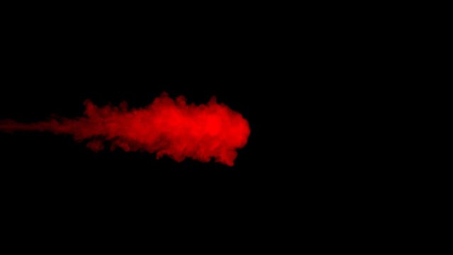 Red turbulent liquid type of cloud forming in extreme black background with copy space