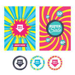 90 percent sale arrow tag sign icon.