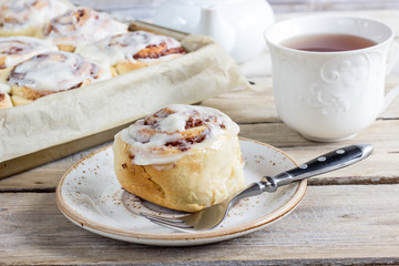 Freshly baked cinnamon buns