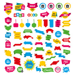 Sale gift box tag icons. Discount symbols.