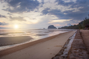 Beautiful beach during sunrise in Thailand, Asia.