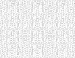 Abstract geometric pattern with crossing thin lines. Stylish texture in gray color. Seamless linear pattern. Traditional Arabic ornament vector graphics.