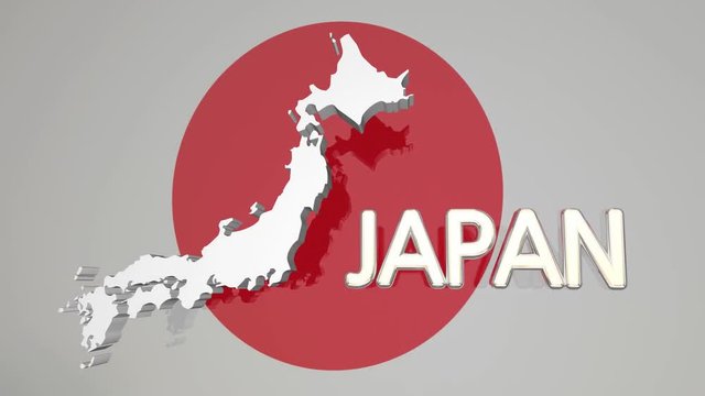 Japan Country Nation Map Asia Flag 3d Animation