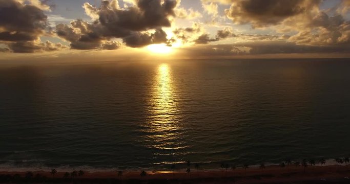 Aerial View of Beautiful Sunset on Maceio, Alagoas