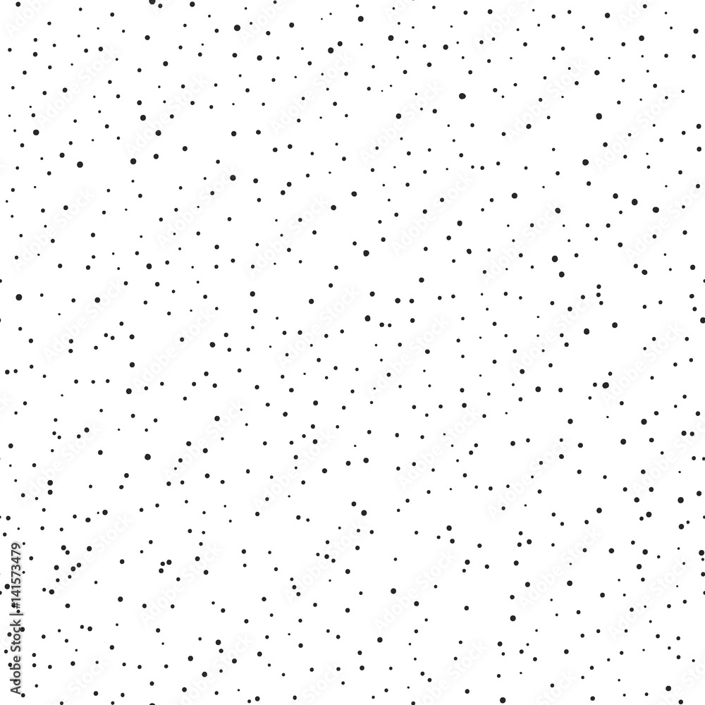 Poster black chaotic dots on white background. abstract monochrome seamless pattern.