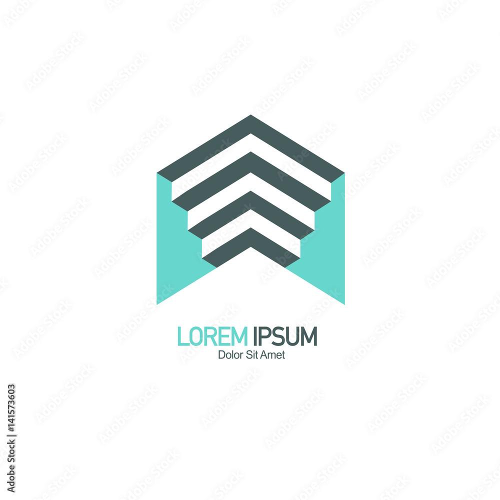 Poster geometric logo design concept. abstract sign. vector elements template icon. blue color
