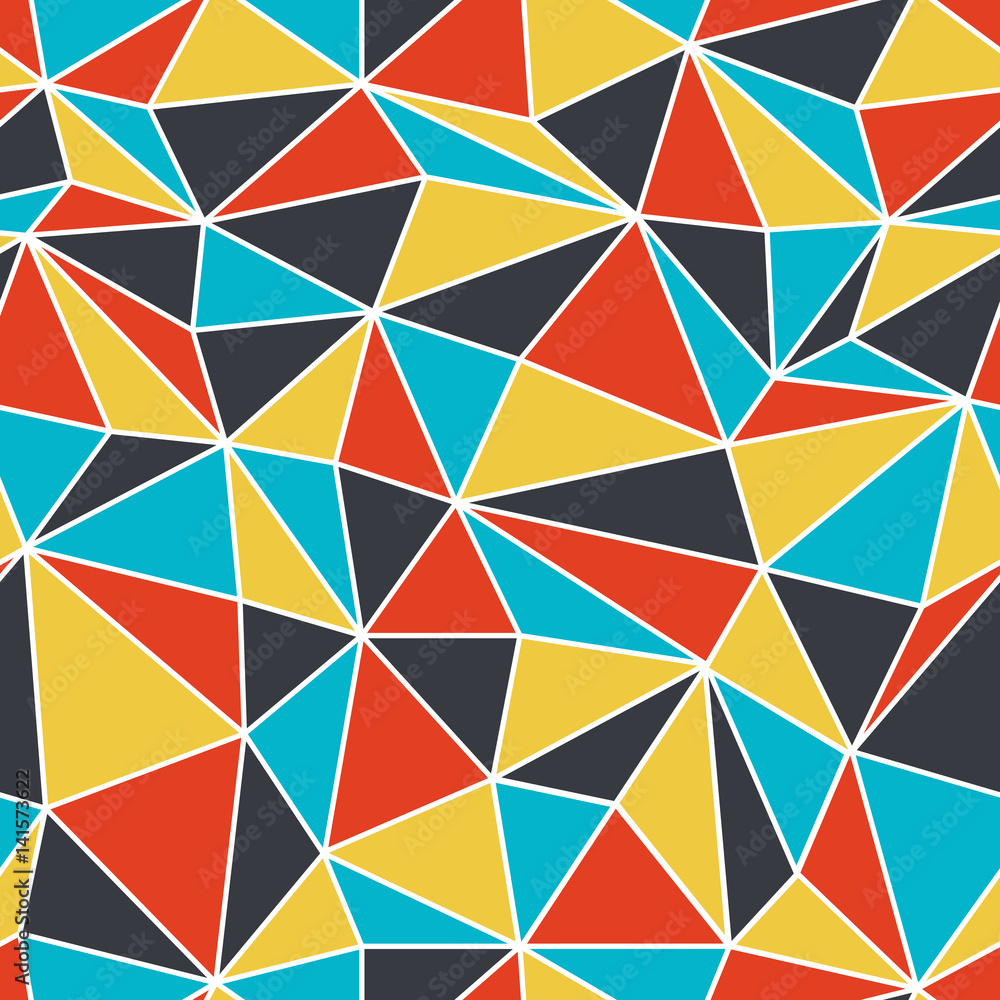 Aufkleber Geometric seamless pattern in retro style. Vintage background. Low poly seamless repeat pattern. Triangular facets. Vector pattern.