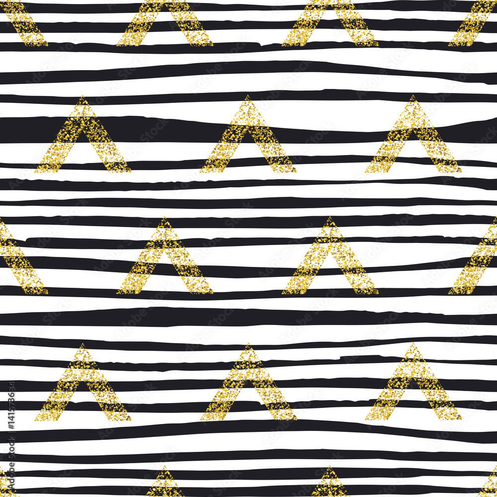 Poster gold geometric triangle with lines background.