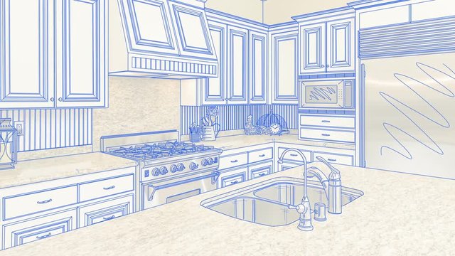 Transition Of Beautiful Custom Kitchen From Drawing to Completion.