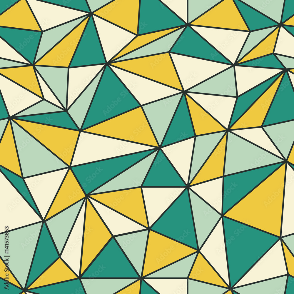 Poster Geometric seamless pattern in retro style. Vintage background. Low poly seamless repeat pattern. Triangular facets. Vector pattern.
