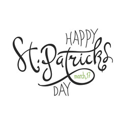 Happy Saint Patrick's Day logotype. Celebration design for March, 17th. Hand drawn lettering typography. Beer festival badge