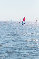 yacht sailing a lot on the sea