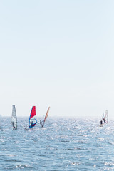 yacht sailing a lot on the sea