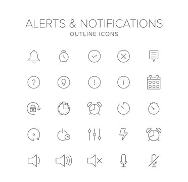 Alerts and Notifications Line Icon Set
