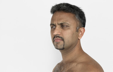 Fototapeta premium Men Candid Serious Thoughful Expression Studio