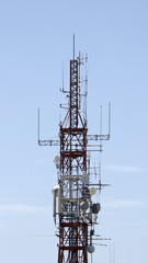 Various steel elements of a telecommunications tower