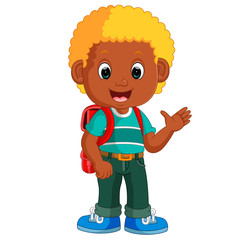 Boy with backpacks cartoon