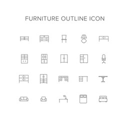 Furniture Line Icon Set