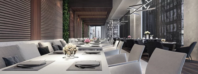Keuken spatwand met foto Modern concept design of restaurant lounge 3D Render © hd3dsh