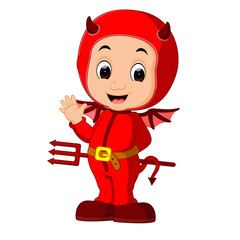 cute devil kids cartoon