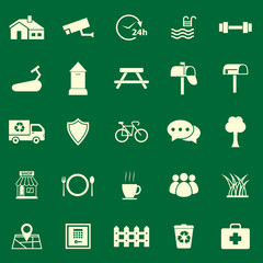 Village color icons on green background