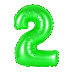 number 2 (two) from balloons (green)