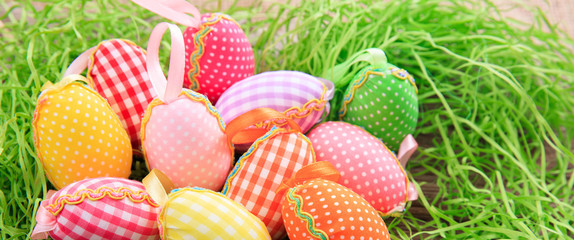Easter eggs on grass