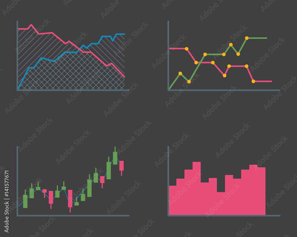 Poster business data graph analytics elements bar pie charts diagrams and flat icon infographics design iso