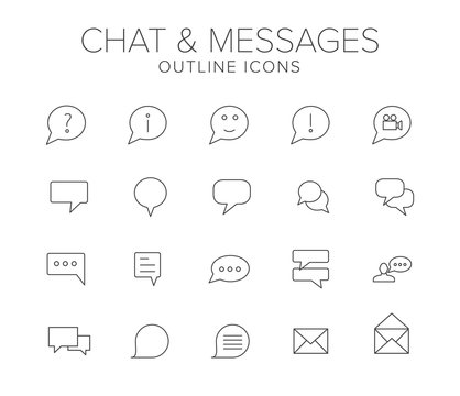 Chat and Messages Line Icon Set