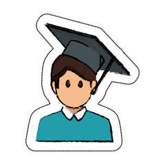 student avatar with graduation hat isolated icon