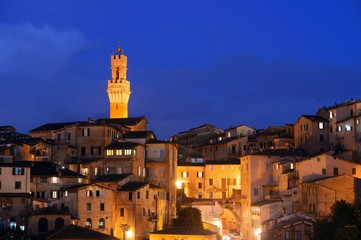 Siena evening with bell tower