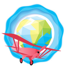 Paper plane flying out from the earth, startup business and travel concept