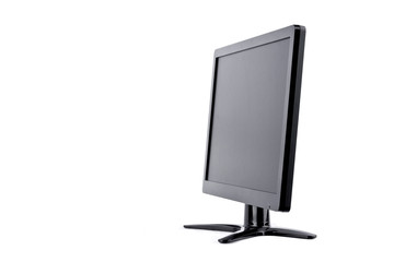 LED monitor computer display of side on white background  hardware  desktop technology isolated
