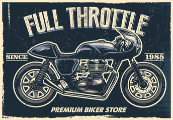 Naklejka premium vintage motorcycle poster, texture is easy to remove