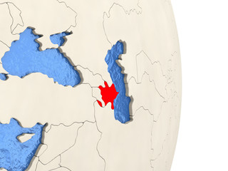 Naklejka premium Azerbaijan on model of political globe