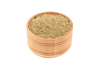 Close up image of khmeli-suneli isolated on white backgroumd. Georgian traditional spices