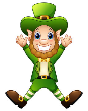 Cartoon Leprechaun Joyful Jumping 