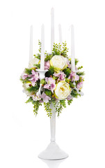 Festive flower arrangement to decorate. candlestick