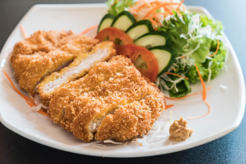 fried cutlet pork with vegetable