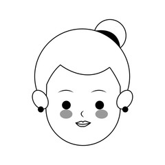 face of woman with hair in bun cute cartoon icon image vector illustration design 