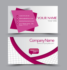 Business card design set template for company corporate style. Pink color. Vector illustration.