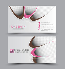 Naklejka premium Business card design set template for company corporate style. Pink and brown color. Vector illustration.
