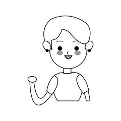 woman waving hand cute cartoon icon image vector illustration design 
