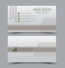 Business card design set template for company corporate style. Green color. Vector illustration.